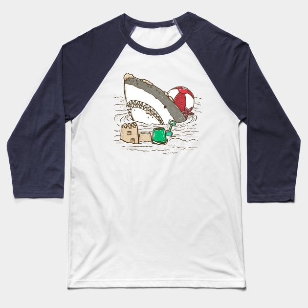 Sandy Beach Shark Baseball T-Shirt by nickv47